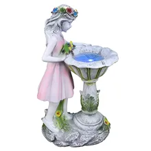 1Pc Garden Solar Light Resin Flower Fairy Lawn Decoration Light Decoration Girl Statue Outdoor Light Resin Garden Lamp Adorn
