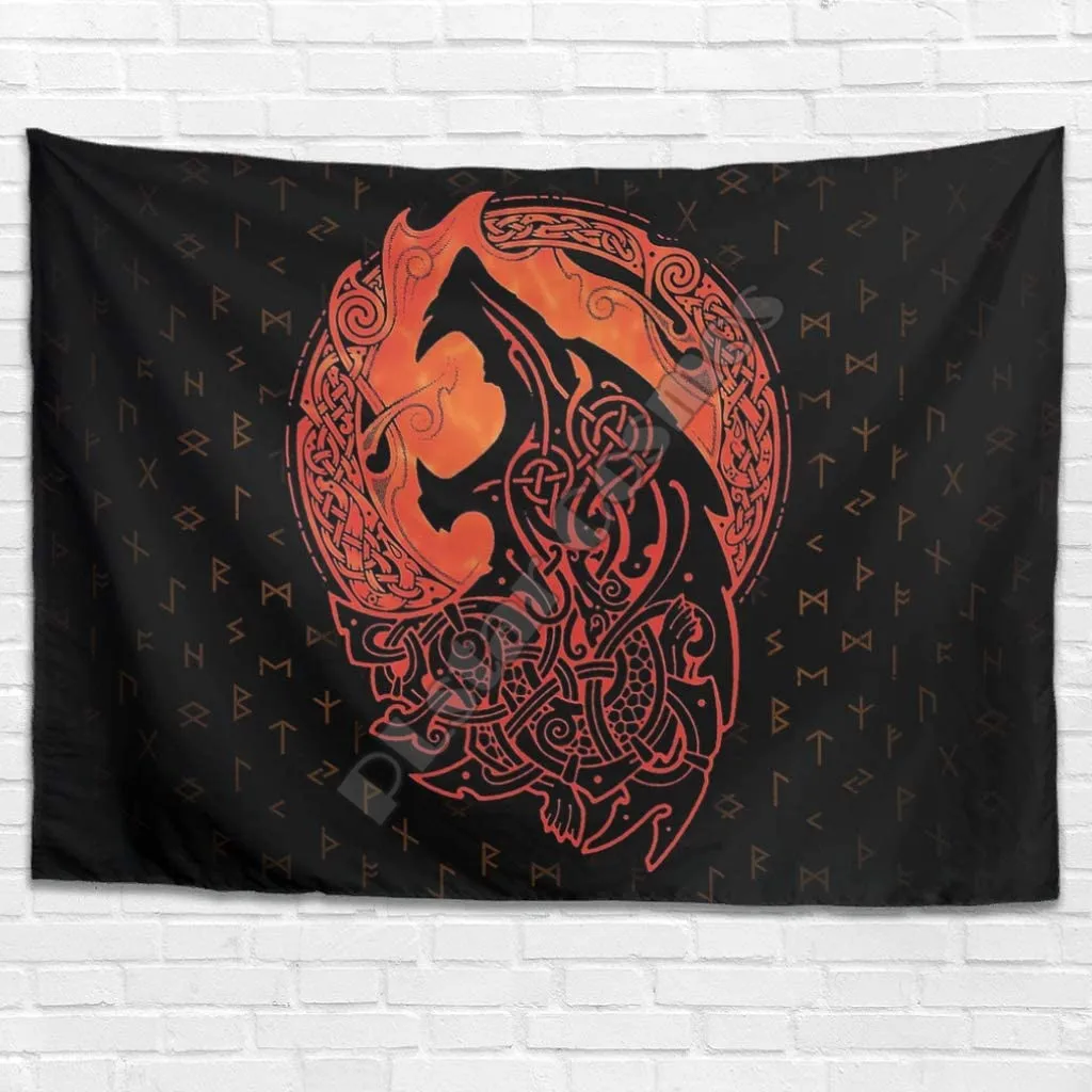 

PLstar Cosmos Tapestry Viking Tattoo 3D Printing Tapestrying Rectangular Home Decor Wall Hanging Home Decoration Style-04
