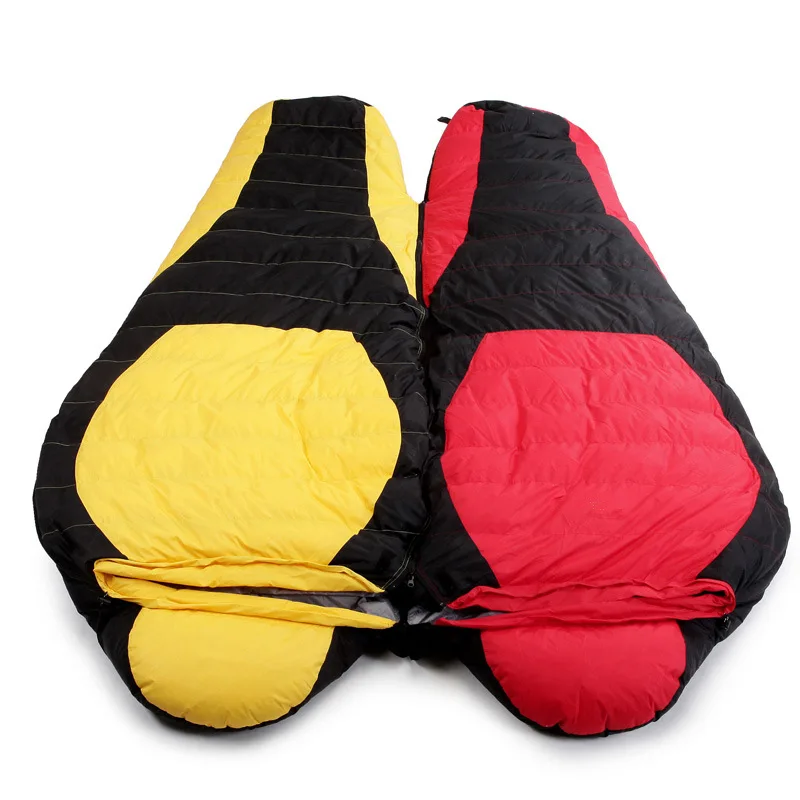 Limited  Mummy Down Splicing Double Sleeping Bag Outdoor Ultra-Light Adult Duck Down Thickening Warm Camping