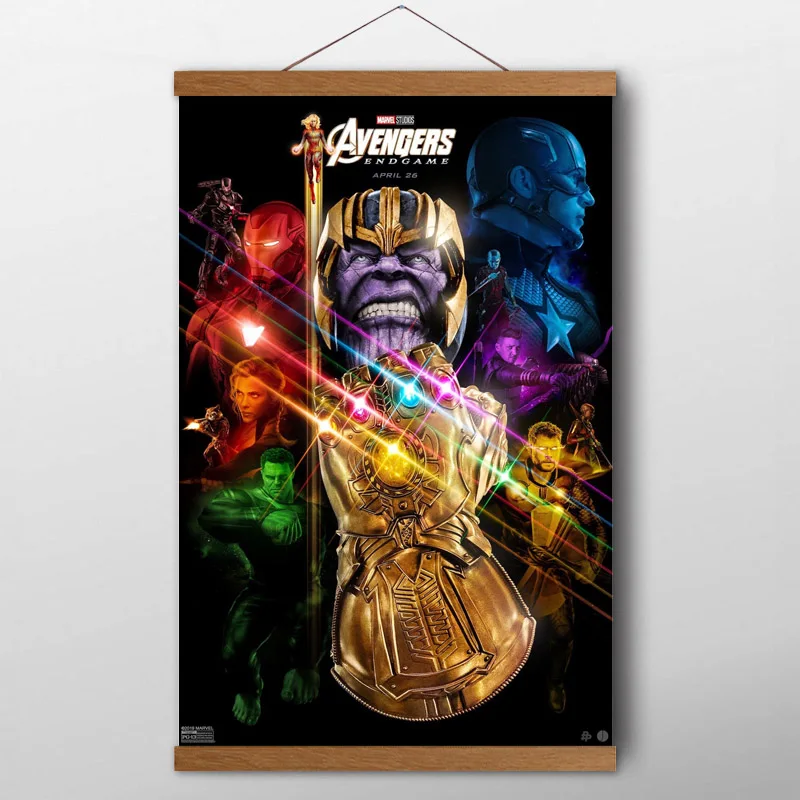 

Avengers Endgame (2019) Thanos Comic Posters and Prints Canvas Wall Art Solid Wood Scrolls Painting For Room Decor