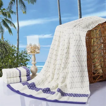 

White blue 70*140cm bath towel cotton shower beach towels adult bathroom swimming towels toalhas de banho for hotel home textile