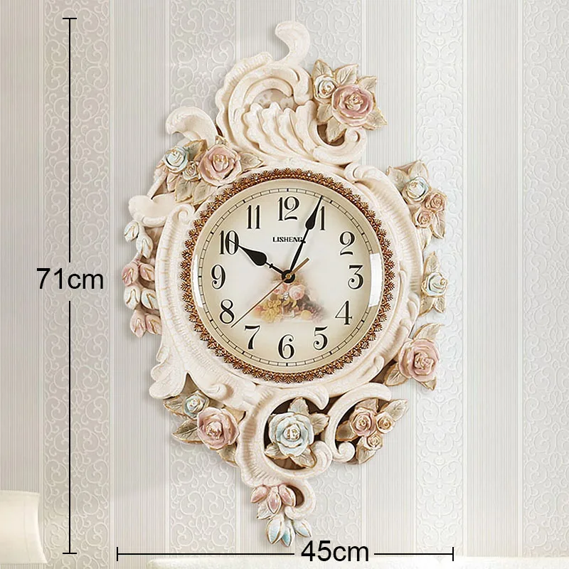 Large Circular Three-dimensional Carving Wall clock Flower Quartz Clock Z1203-1  