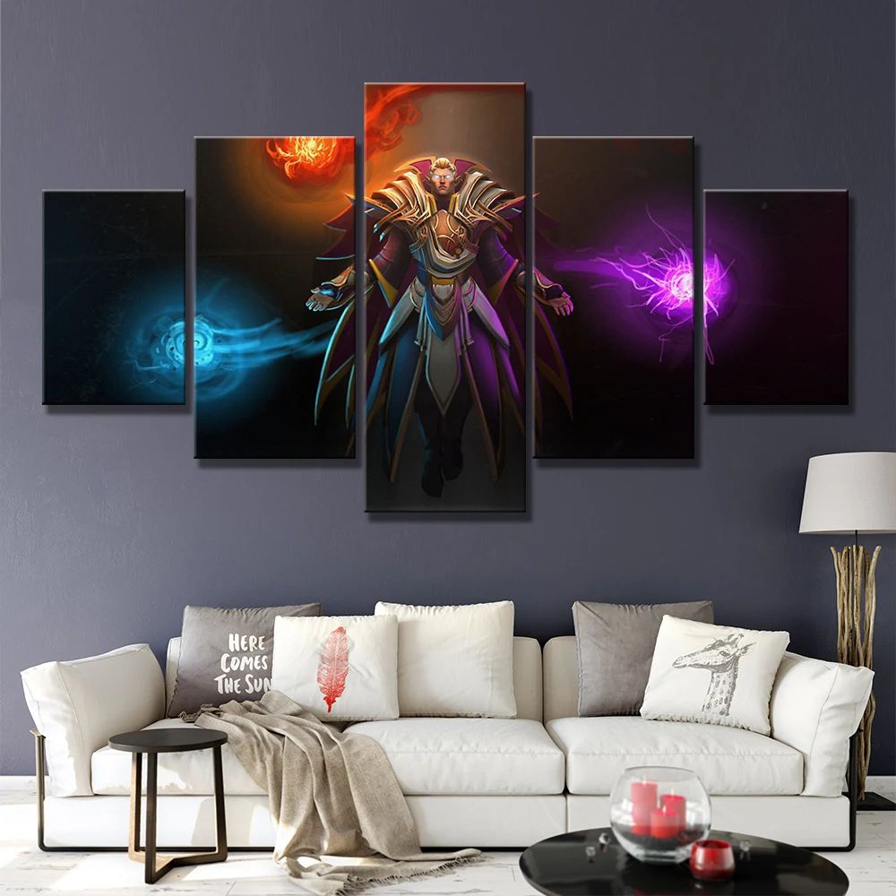 5 Pieces Canvas Painting DOTA 2 Invoker Home Decor For Living Room Printed Wall Art Game Poster Mod