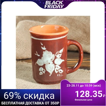

Mug "flower", pottery, painting with an angel, flowers, 0.2 L