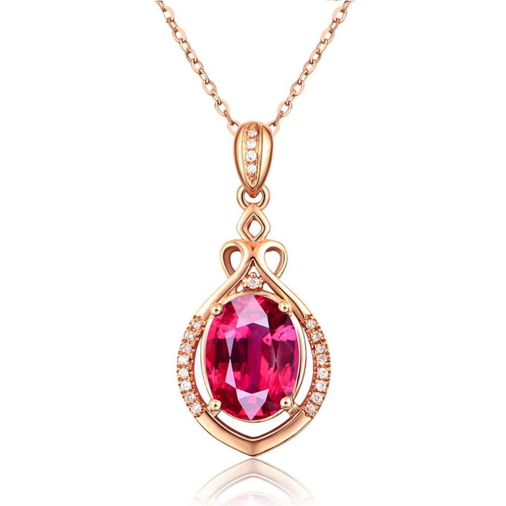 

luxury red crystal fashion women necklace pendant gold chain Micro Inlay cubic zirconia elegant necklace accessories je
