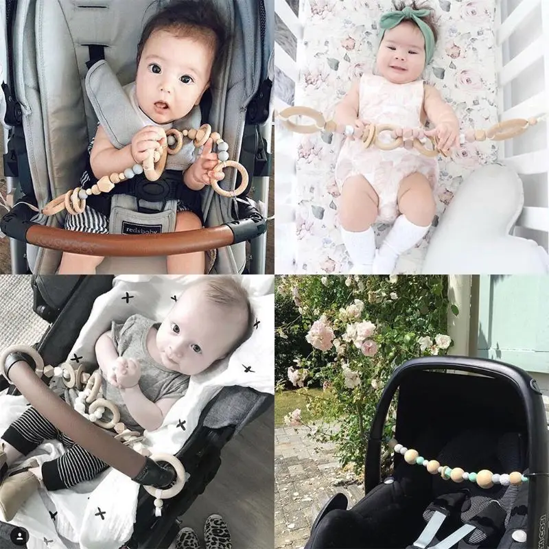 Baby Wooden Teethers Molar Toy Newborn Stroller Children Room Decoration Pendant