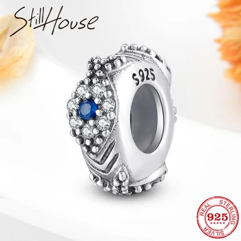 

High quality Devil's Eye Sparkling CZ Spacer Stopper Beads Fit Original Pandora Charm Bracelet Bangles Jewelry making for Women