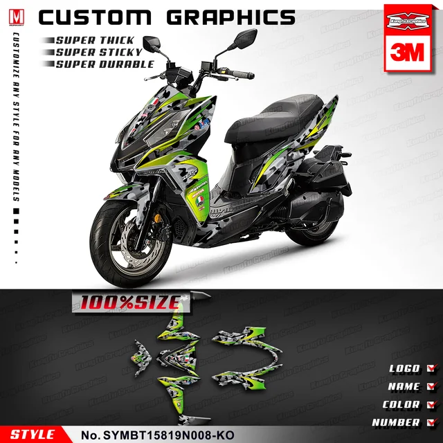 Kungfu Graphics Custom Stickers Scooter Bike Decor Full Adhesives For Sym Drg Bt 158 2019 2020 Green Gray Decals Stickers Aliexpress