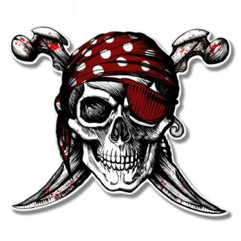 

Dawasaru Pirate Skull Jolly Roger Car Sticker Waterproof Decal Laptop Suitcase Truck Motorcycle Auto Accessories PVC,12cm*10cm