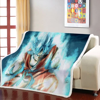 

Dragon Ball Sherpa Blanket Super Saiyan Throw Blanket Comic Cartoon Animation Weighted Blanket Kids Blanket Sofa Soft Blanket