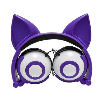 

Cartoon cat fox ear glowing child s Foldable Flashing Glowing cat ear s Gaming Headset Earphone