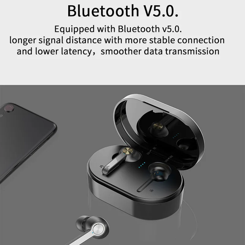 Новинка-Черные Водонепроницаемые Bluetooth 5,0 Беспроводные наушники с сенсорным управлением 6D стерео наушники бас гарнитура с микрофоном Char