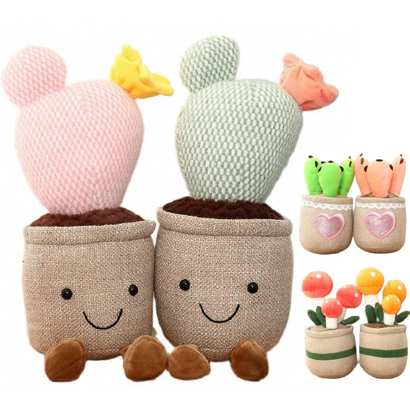 Lifelike Cactus Plants Plush Toy Stuffed Colorful Mushrooms Potted Succulent Bookshelf Home Living Room Decor For Girl Gift | Игрушки и