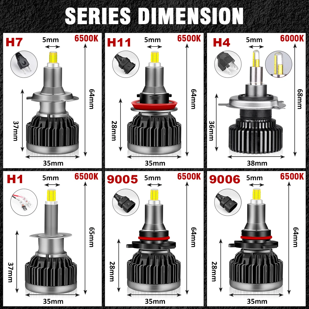 HLXG 2x H7 LED Auto Light 3D No Blind Zone 24 Sides led lamp 72PCS CSP –  y4mart