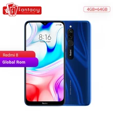 Xiaomi Redmi 8 с глобальной прошивкой, 4 ГБ, 64 ГБ, Восьмиядерный процессор Snapdragon 439, двойная камера 12 МП, мобильный телефон, 5000 мАч, большая батарея OTA