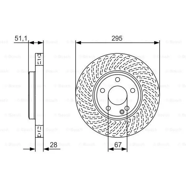 Диск тормозной MB W205/246/176 передний вент. D=295мм. BOSCH 0 9