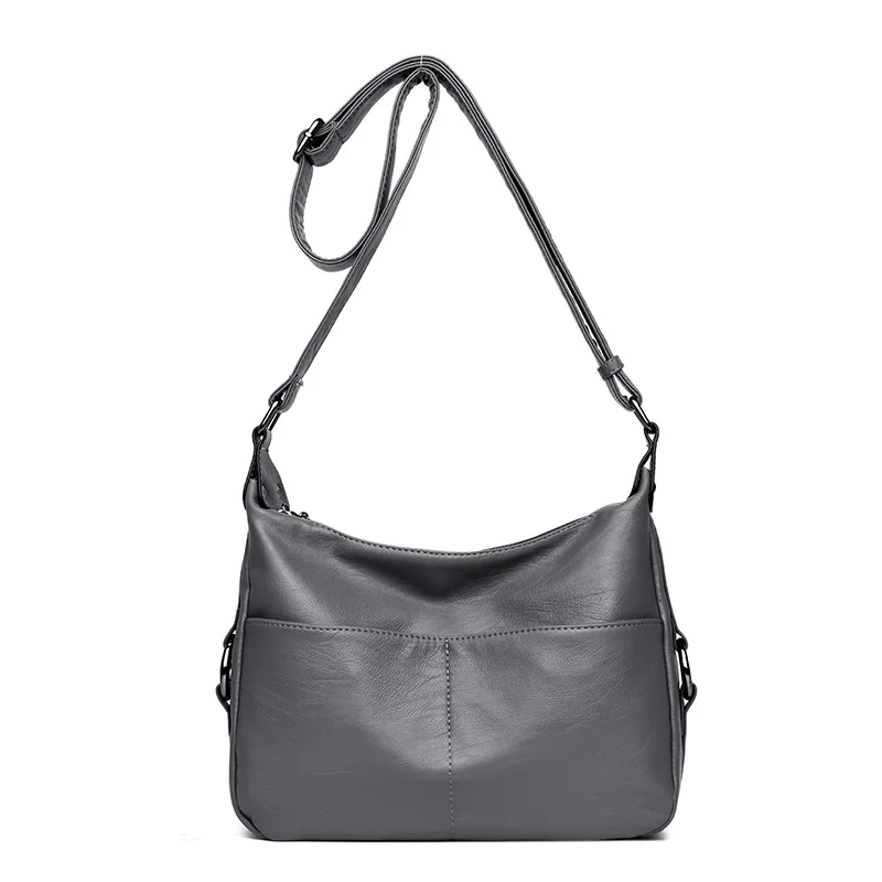 Женская сумка через плечо из основной кожи, роскошные женские сумки, дизайнерские сумки высокого качества, женская сумка на плечо - Цвет: GRAY