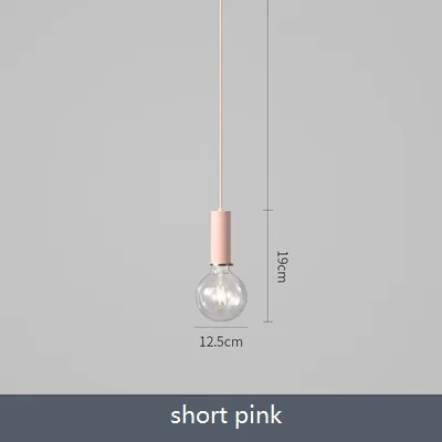 short pink Простой Лофт Декор светодиодный подвесной светильник современный макарун железный подвесной светильник с одной головкой Домашний Светильник - Цвет корпуса: short pink