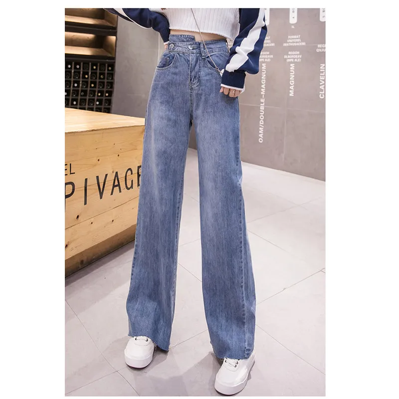 JUJULAND джинсы женские модные уличные женские джинсы индивидуальный пояс с высокой талией джинсы винтажные джинсы бойфренды для женщин 6642 - Цвет: Синий