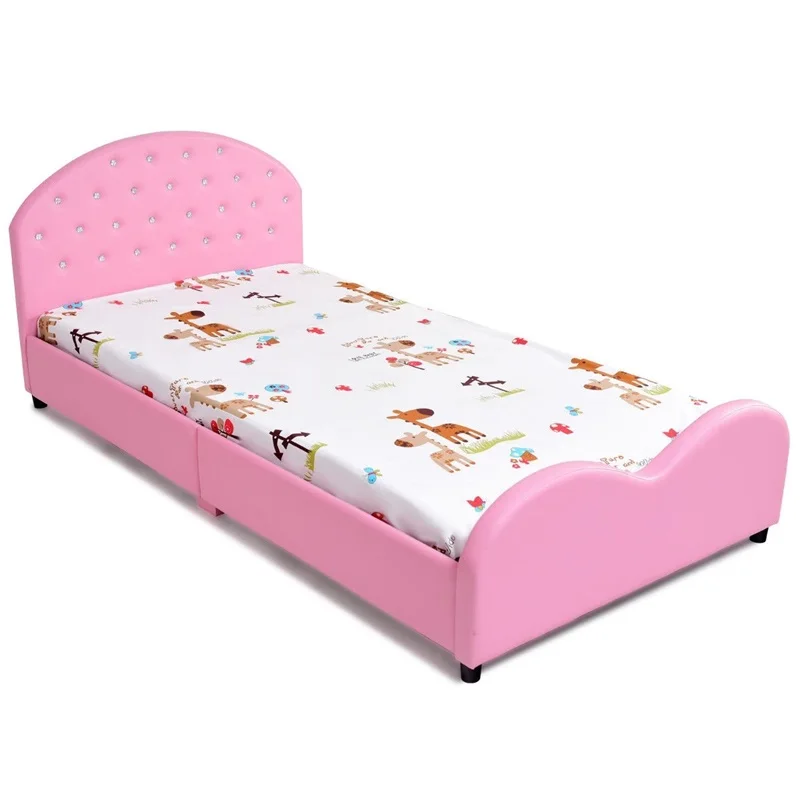 High Quality Kids Children PU Upholstered Platform Wooden Princess Sturdy Stable Bed Friendly Height Rounded Edge Queen Bed High Quality Kids Children PU Upholstered Platform Wooden Princess Sturdy Stable Bed Friendly Height Rounded Edge Queen Bed