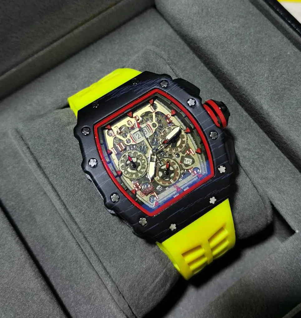 aa new Richard Luxury Quartz Watch New Brand Mille Men Automatic Watch Men's Designer Wristwacth Water Resistant Reloj Hombre afbeelding