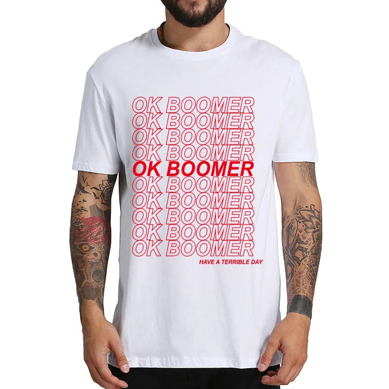 OK Boomer футболка новая вещь новые идеи Цитата смешная европейский размер дышащая