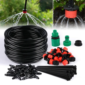 

DIY Drip Irrigation System Automatic Watering Garden Hose Micro Drip Watering Kits with Adjustable Drippers капельный полив