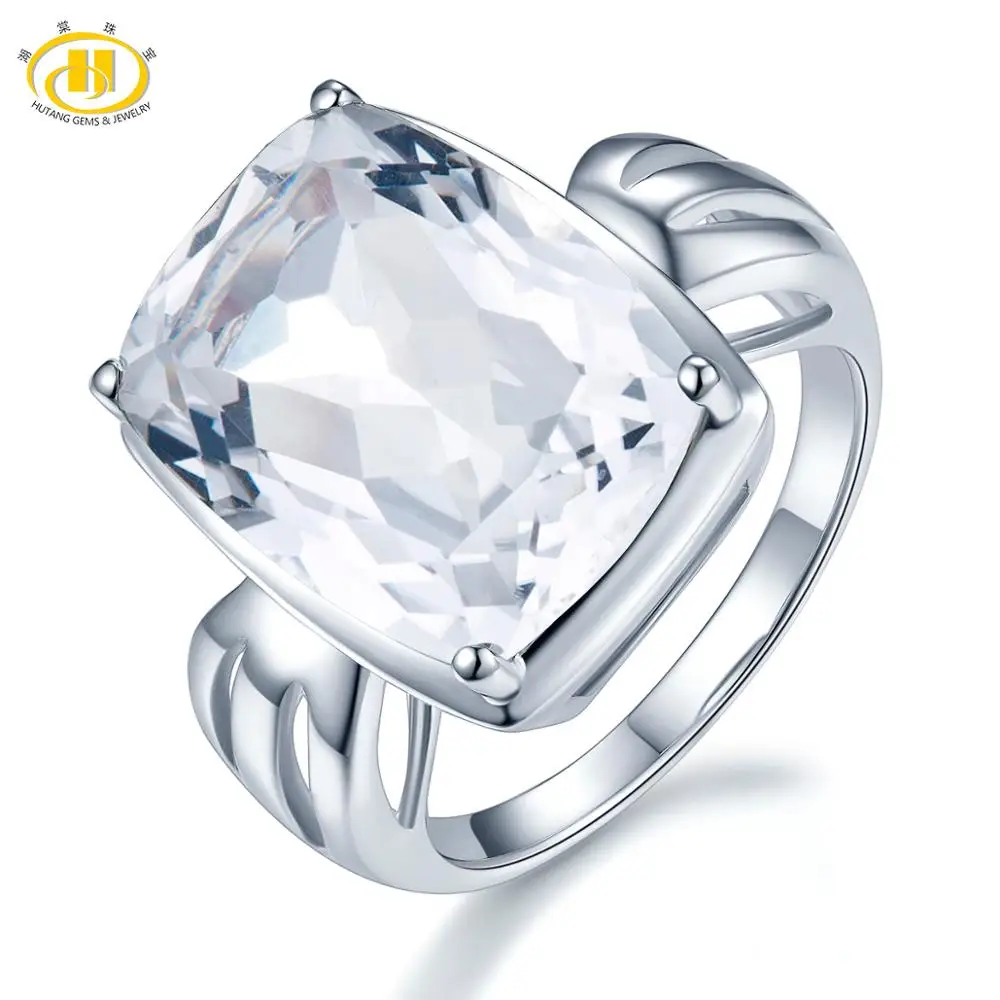 Hutang 14ct натуральный белый топаз кольца драгоценный камень 925 пробы Серебряное кольцо для женщин модный стиль вечерние изящные элегантные ювелирные изделия Новинка - Цвет камня: White Topaz