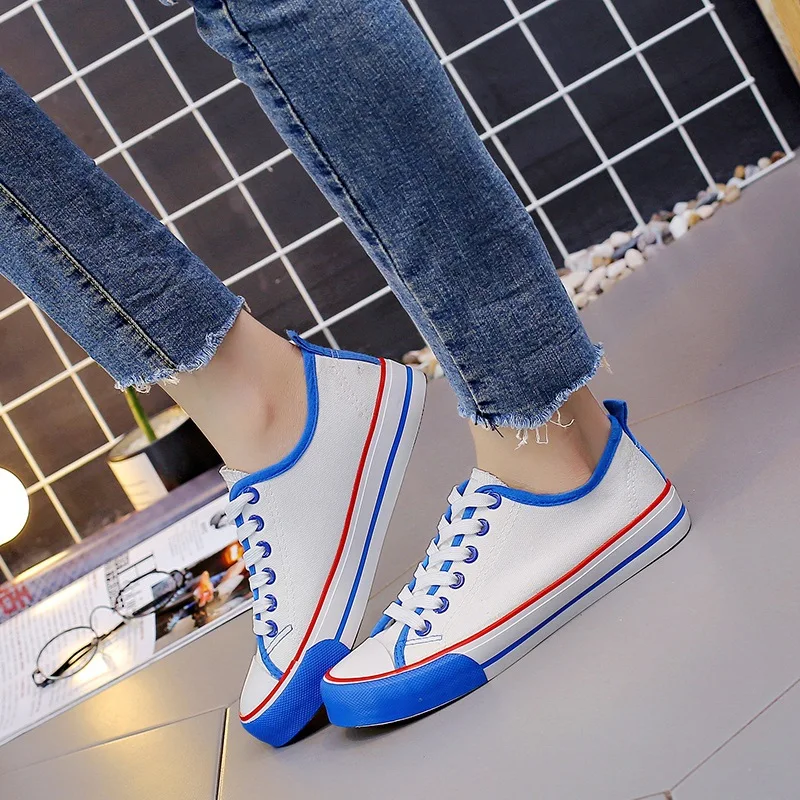 

Spring and autumn 2019 new students home street beat canvas shoes flat bottom women with casual white shoes sneakers