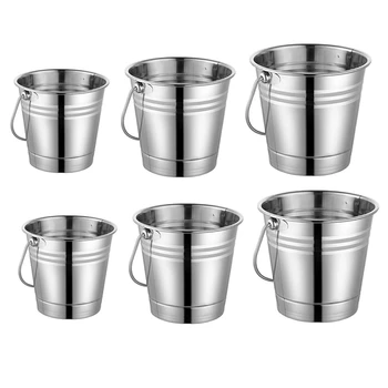 

2 Pack Stainless Steel Ice Bucket with Handle Ice Square Container for Wine Champagne Beer Party Bar Tools
