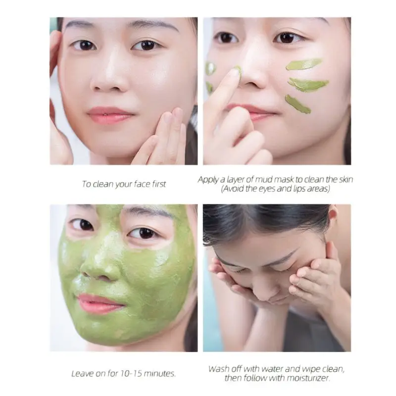 Matcha Mud for Mask Face Cream Deep Cleansing Oil-control Blackhead Moisturizer Acne Removal Pore Treatment Masks