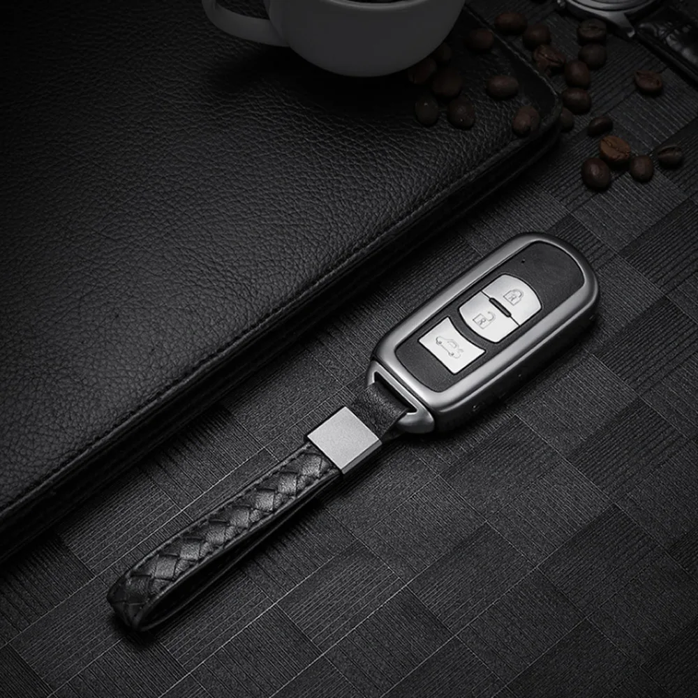 Gray Braided buckle Алюминиевый сплав ключ оболочки держатель ключа автомобиля чехол ключа чехол ключ оболочки для Mazda CX-5 CX-7 Atenza Alexa авто аксессуары - Название цвета: Gray Braided buckle