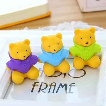 

2 Pcs Novelty 3D Yellow Bear Shape Rubber Eraser Kawaii Stationery School Supplies Gifts for Kids K1445 i