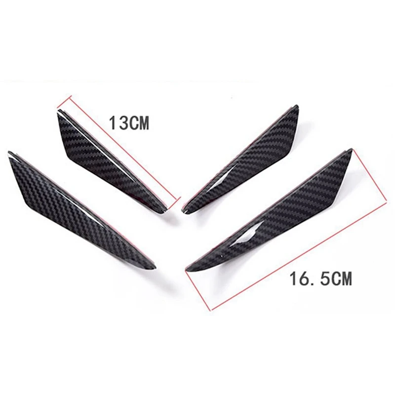 New 4Pcs Universal C Style Carbon Fiber Front Bumper Canards Shark Fins Deflectors Lip Kit Canards Splitters