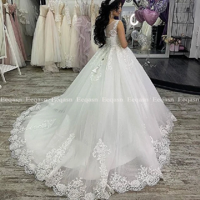 Vestidos De Novia, бальное платье принцессы, свадебное платье, халат атласный кружевной аппликацией, большие размеры