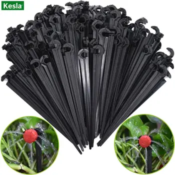 

50PCS Durable 1/4'' C-type Hook Fixed Stem Support Holder Stakes for 4/7mm Hose Drip Irrigation Fitting Watering Dripper Emitter