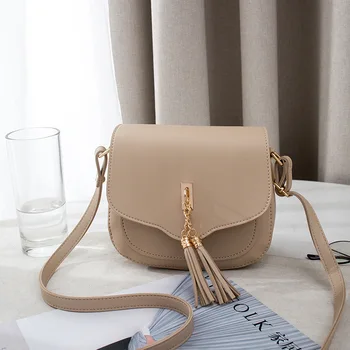 

Mini Shoulder Bag Fashion Simple Tassels Shoulder Bag PU Square Sling Bag