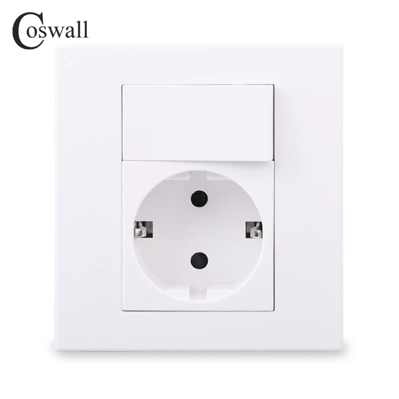 Coswall PC Panel EU Russia Spain Wall Socket + 16A 1 Gang 1 Way On