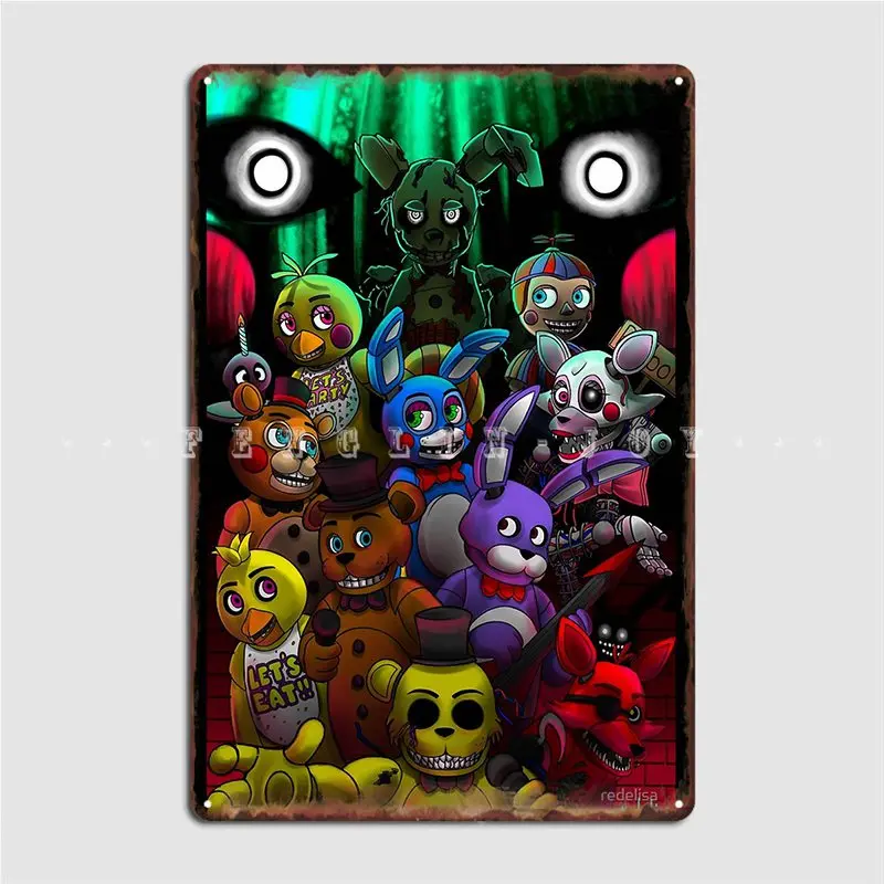Fnaf-All Togheter металлический знак клубный кинотеатр дизайн гаража украшение жестяной