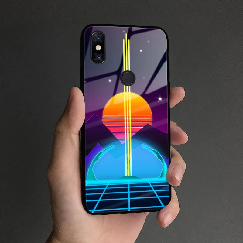 AE 2256 Synthwave Ретро 80s неоновый мягкий силиконовый стеклянный чехол для телефона для Xiaomi mi 8 9 SE mi x 2 2s 3 Red mi Note 5 6 7 8 Pro - Цвет: AE 2256