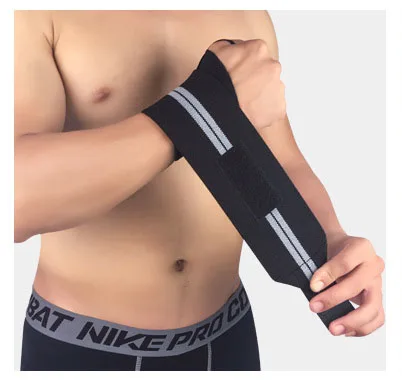 Gray 2PCS Wrist Support Weight Lifting Strap Fitness Gym Sport Wrist Wrap Bandage Hand Support Wristband Hand Protection - Color: Gray