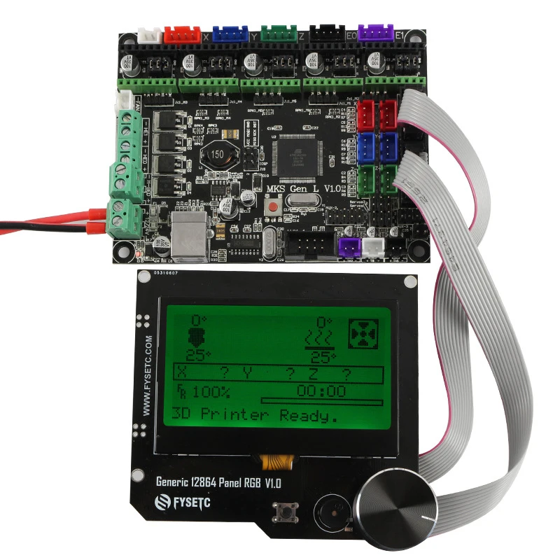 3d Принтер Комплект для материнской платы Mks Gen L+ 12864 Rgb V1.1 ЖК-дисплей для ЧПУ Ramps Cheetah F6 Vs Mini12864