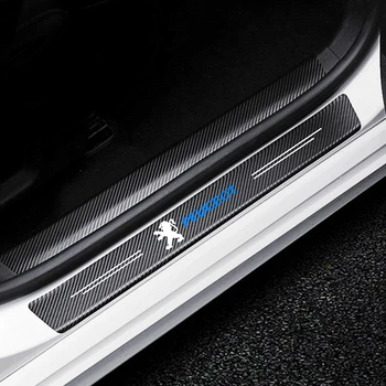 

4PCS Car Door Threshold Carbon Protector Door Sill Guards Stickers For Peugeot 107 207 307 407 308 607 508 3008 Accessories