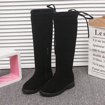 

Kids boots girls shoes Winter Fashion solid color children Knee-high boots infant girls princess Bota Kid Black Red SC086