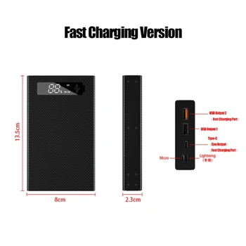 

2020 New Detachable QC3.0 PD LCD Display DIY 5x18650 Battery Case Power Bank Shell Box