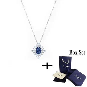 

Fashion Jewelry SWA New PALACE Necklace Charming Flower Pattern Crystal Platinum Necklace Female Elegant Romantic Jewelry Gift