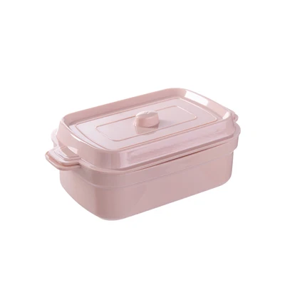 Японский Ланч-бокс двухслойный PP креативный портативный детский Ланч-бокс для микроволновой печи новая посуда коробка для хранения фруктов - Цвет: Square pink