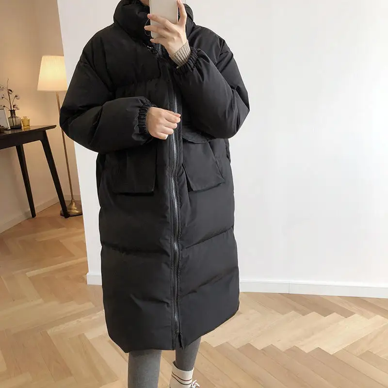 Black Parka Зимняя куртка, Женская парка, пальто для женщин, с капюшоном, теплый толстый пуховик, хлопковое пальто, женская одежда, свободный, большой размер, с карманами, зимняя куртка, Q2215 - Цвет: Black Parka