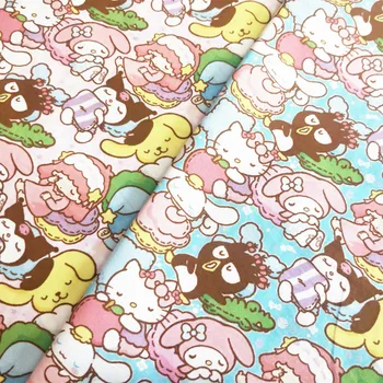 

145cm Width Sleeping angel Pattern Cartoon Animal Printed Cotton Fabric For Baby and Girl Boy Clothes Hometextile Cushion Cover