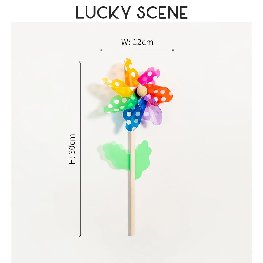 Children's Wooden Pole Windmill Colorful Plastic Toys Outdoor Decoration